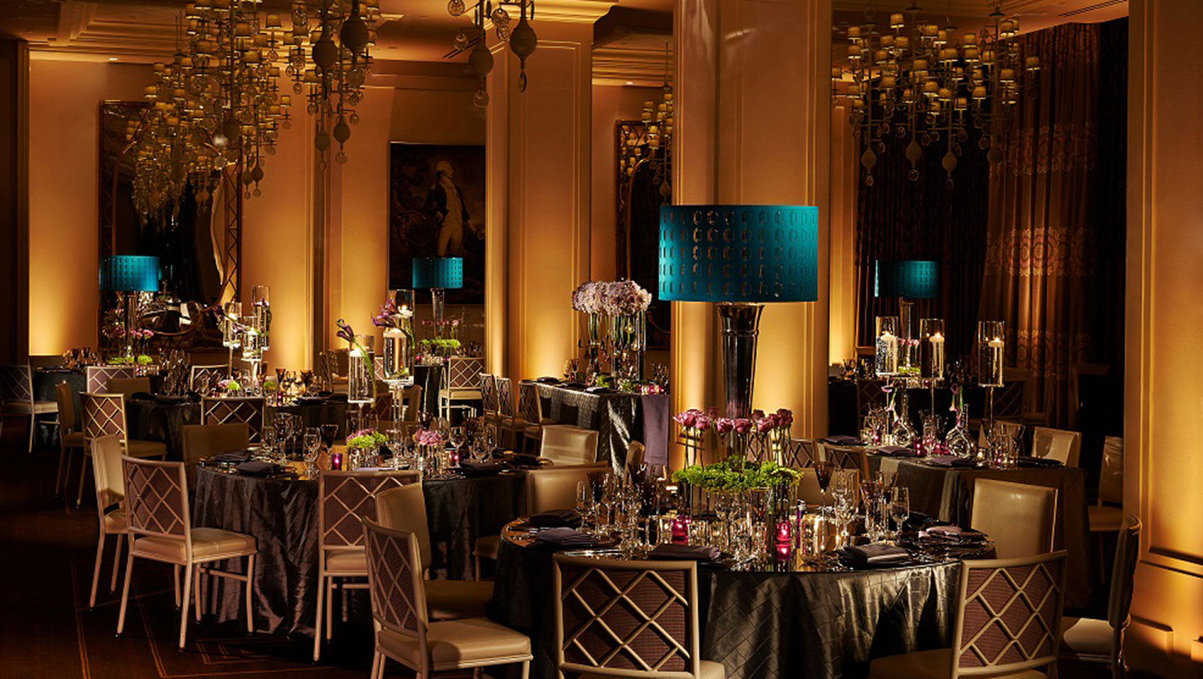 Wedding reception table set up at Kimpton Hotel Monaco Philadelphia
