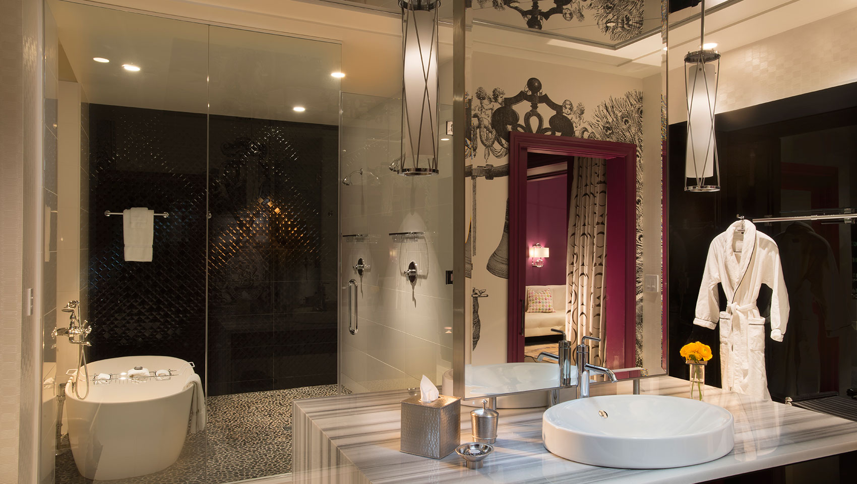 Presidential Suite Bathroom sink with view of tub at Kimpton Hotel Monaco Philadelphia