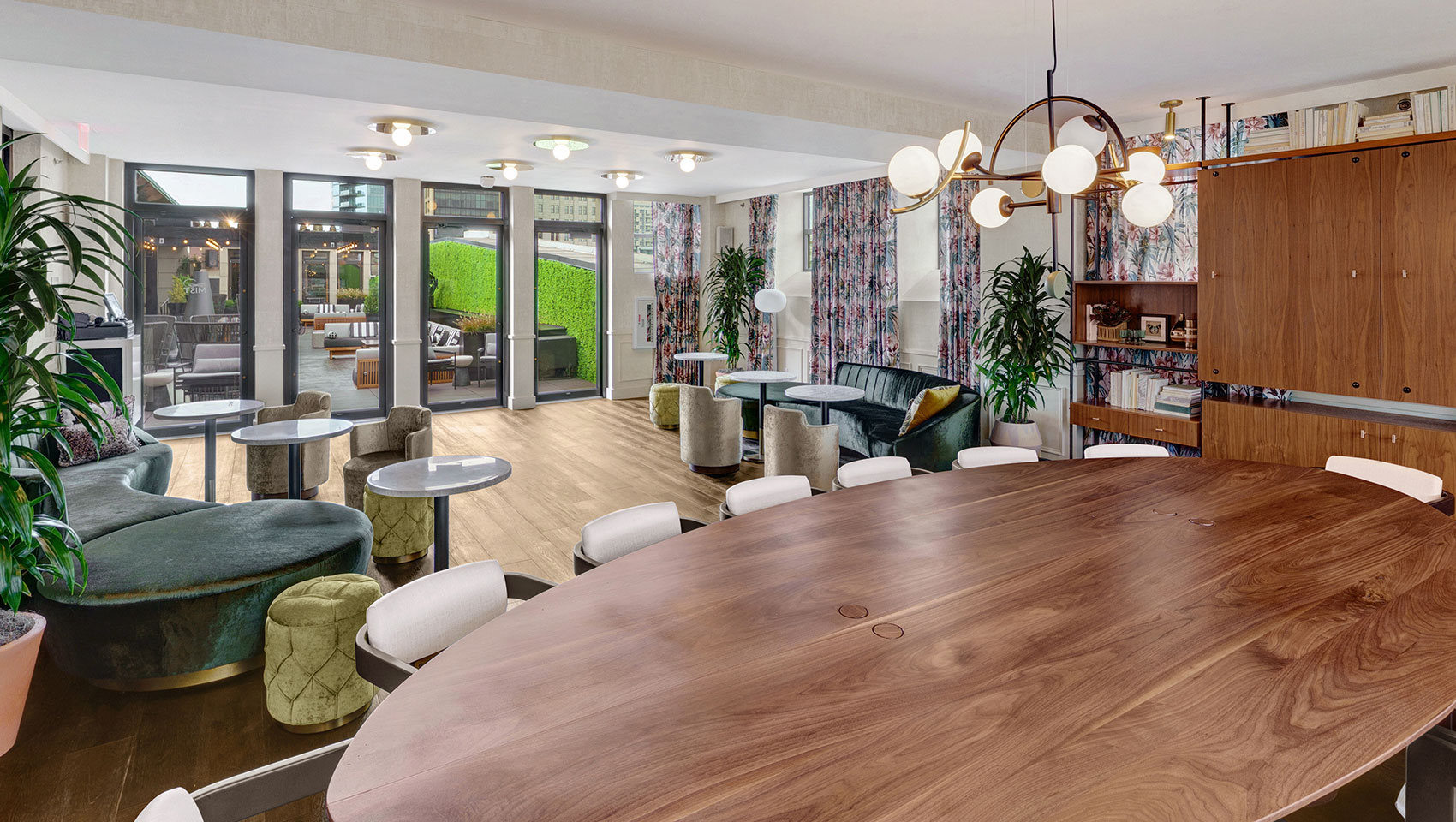 Seating and table in Mist Pavillion at Kimpton Hotel Monaco Philadelphia