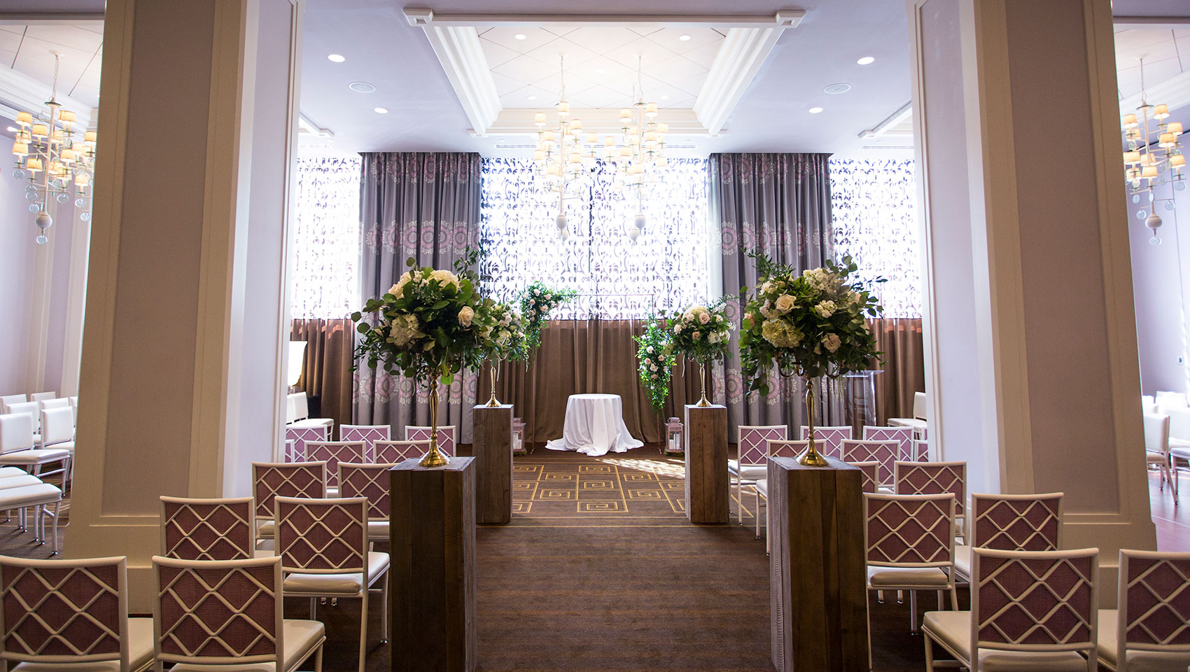 Ceremony setup in Lafayette Ballroom at Kimpton Hotel Monaco Philadelphia