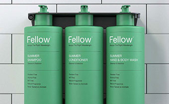 Fellow Bath Product Bottles on shower wall